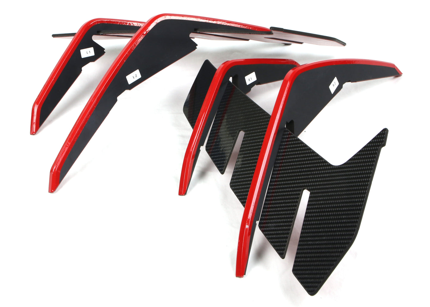 CONVOY Front Bumper Canards for Hyundai Elantra N 2021-2024 [Partial CF Wrap + Red Edges]