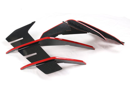 CONVOY Front Bumper Canards for Hyundai Elantra N 2021-2024 [Partial CF Wrap + Red Edges]