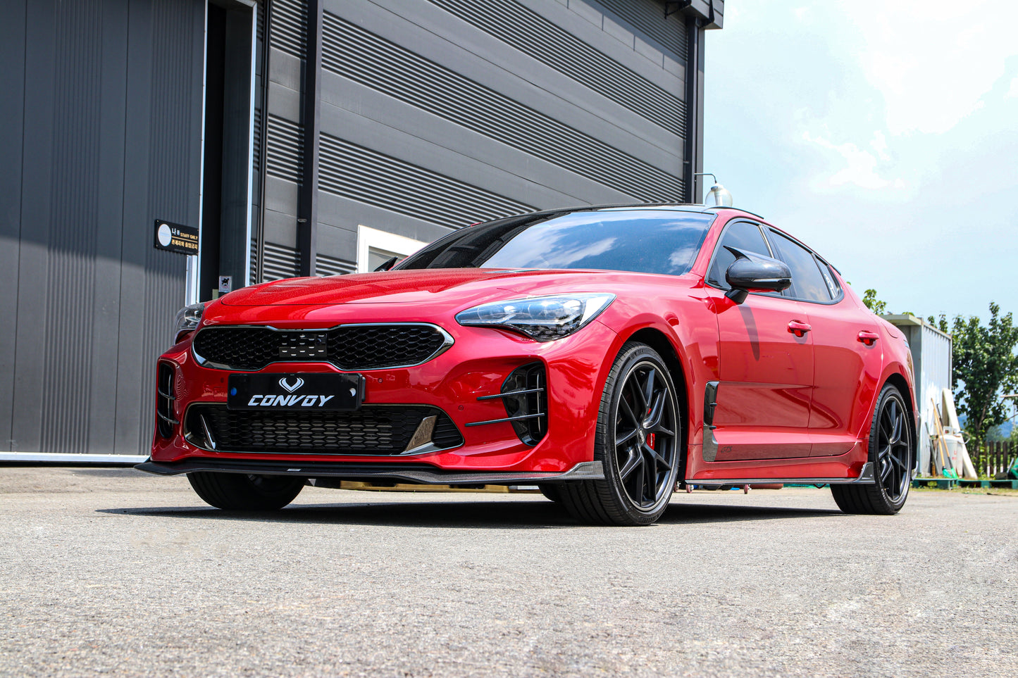 CONVOY Front Bumper Canards VER.2 for Kia Stinger [Partial + Edges CF Wrap]