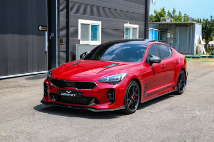 CONVOY Front Bumper Canards VER.2 for Kia Stinger [Partial + Edges CF Wrap]