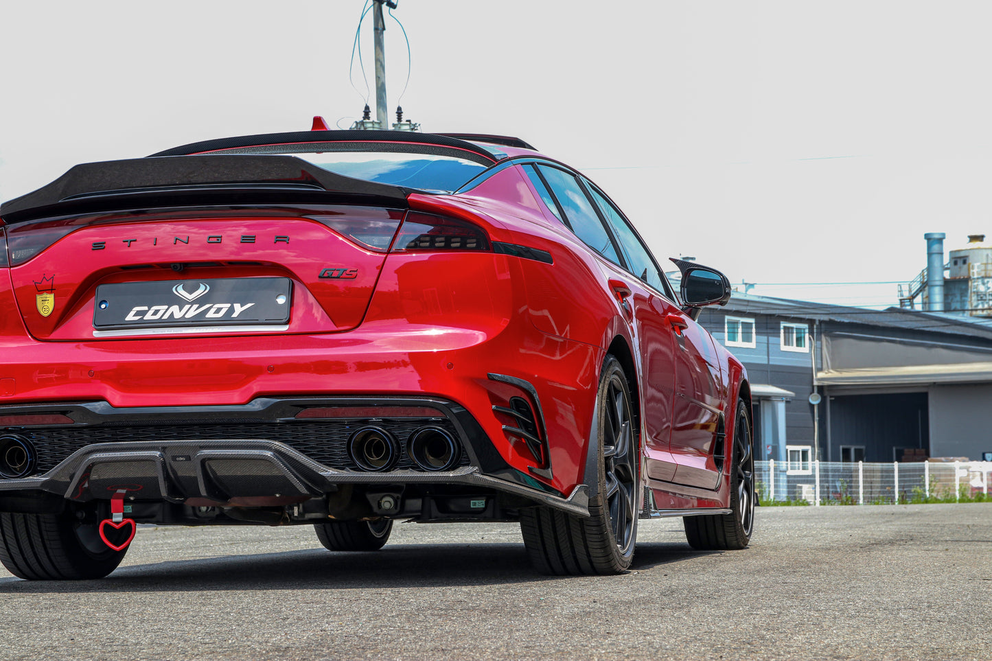 CONVOY Rear Bumper Canards for Kia Stinger [Partial + Edges CF Wrap]