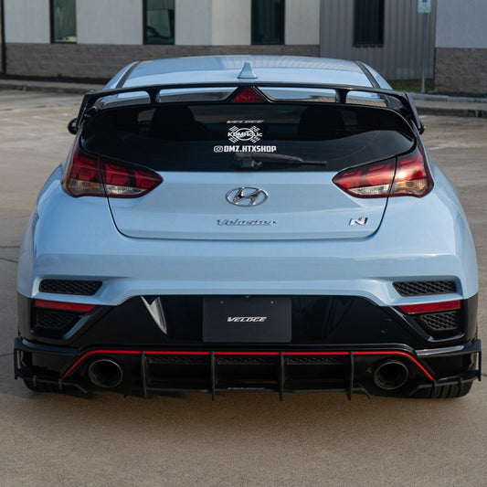 VELOCE Rear Wing Spats + Diffuser with Fins for Hyundai Veloster N 2019+