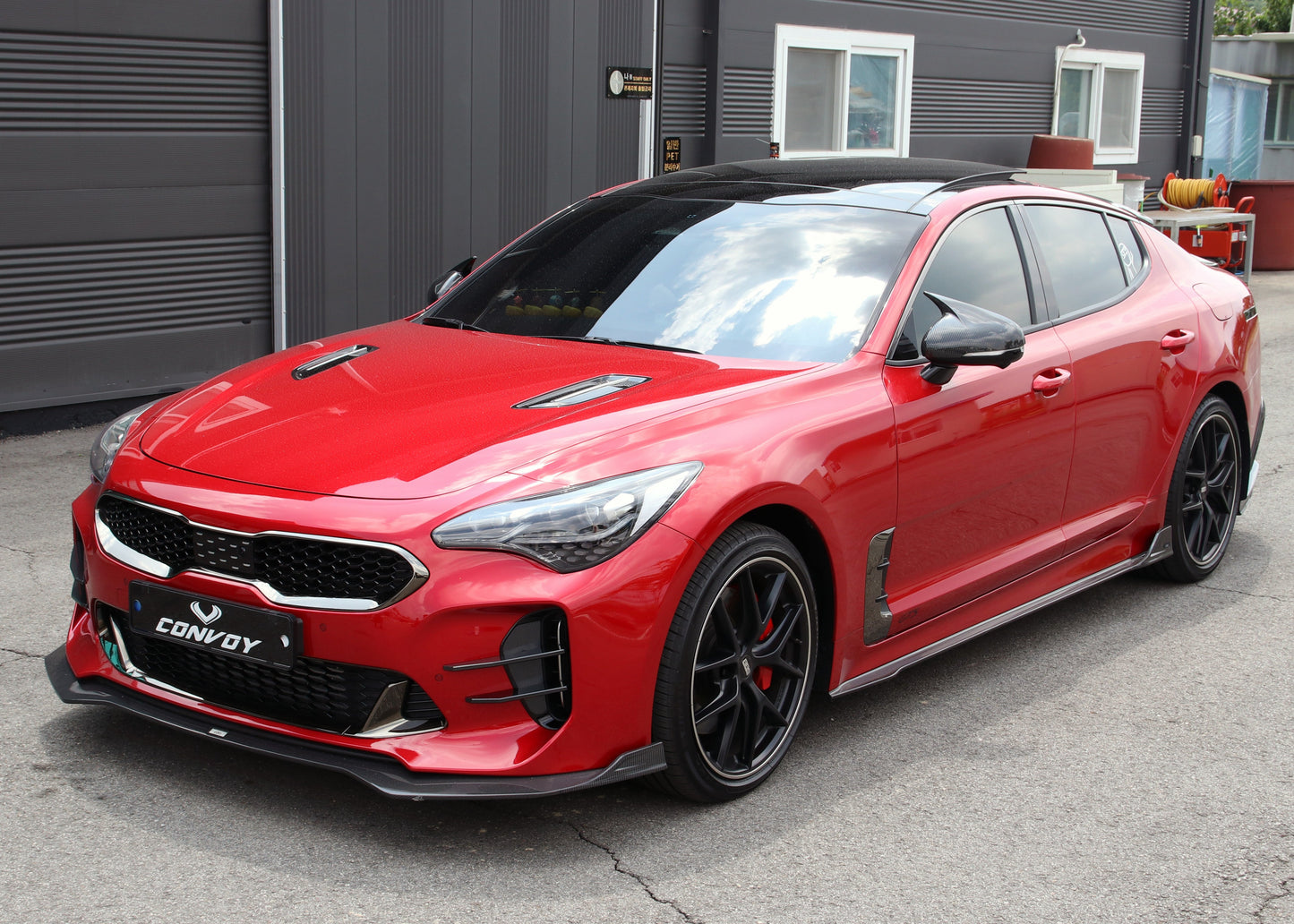 CONVOY Front Bumper Canards VER.1 for Kia Stinger [Partial + Edges CF Wrap]