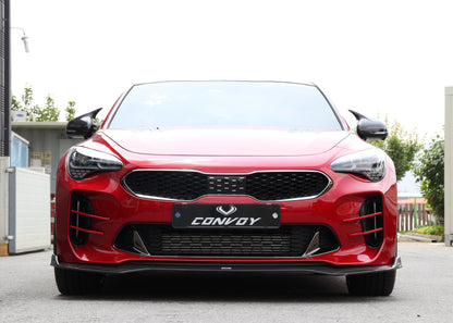 CONVOY Front Bumper Canards VER.1 for Kia Stinger [Partial CF Wrap + Red Edges]