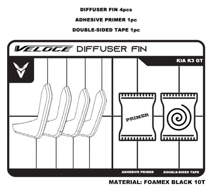 VELOCE Rear Diffuser Fin for Kia K3 GT