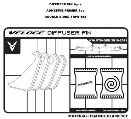 VELOCE Rear Diffuser Fin for Kia Stinger 2018-2021 GT & GT-Line Models