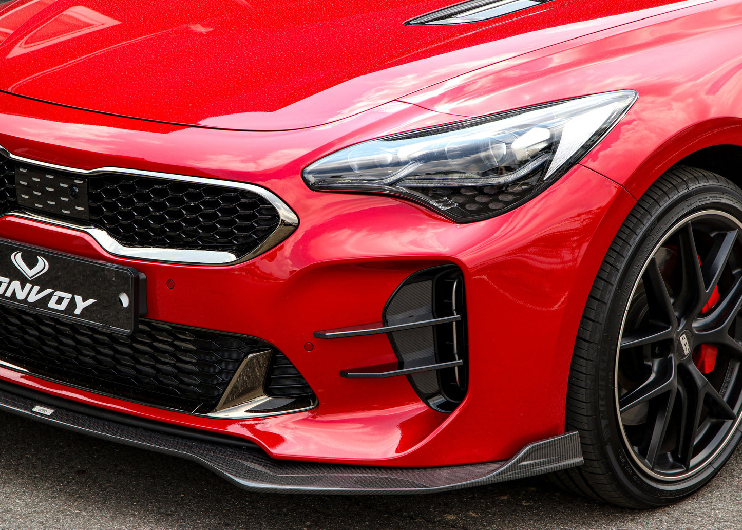 CONVOY Front Bumper Canards VER.1 for Kia Stinger [Partial + Edges CF Wrap]