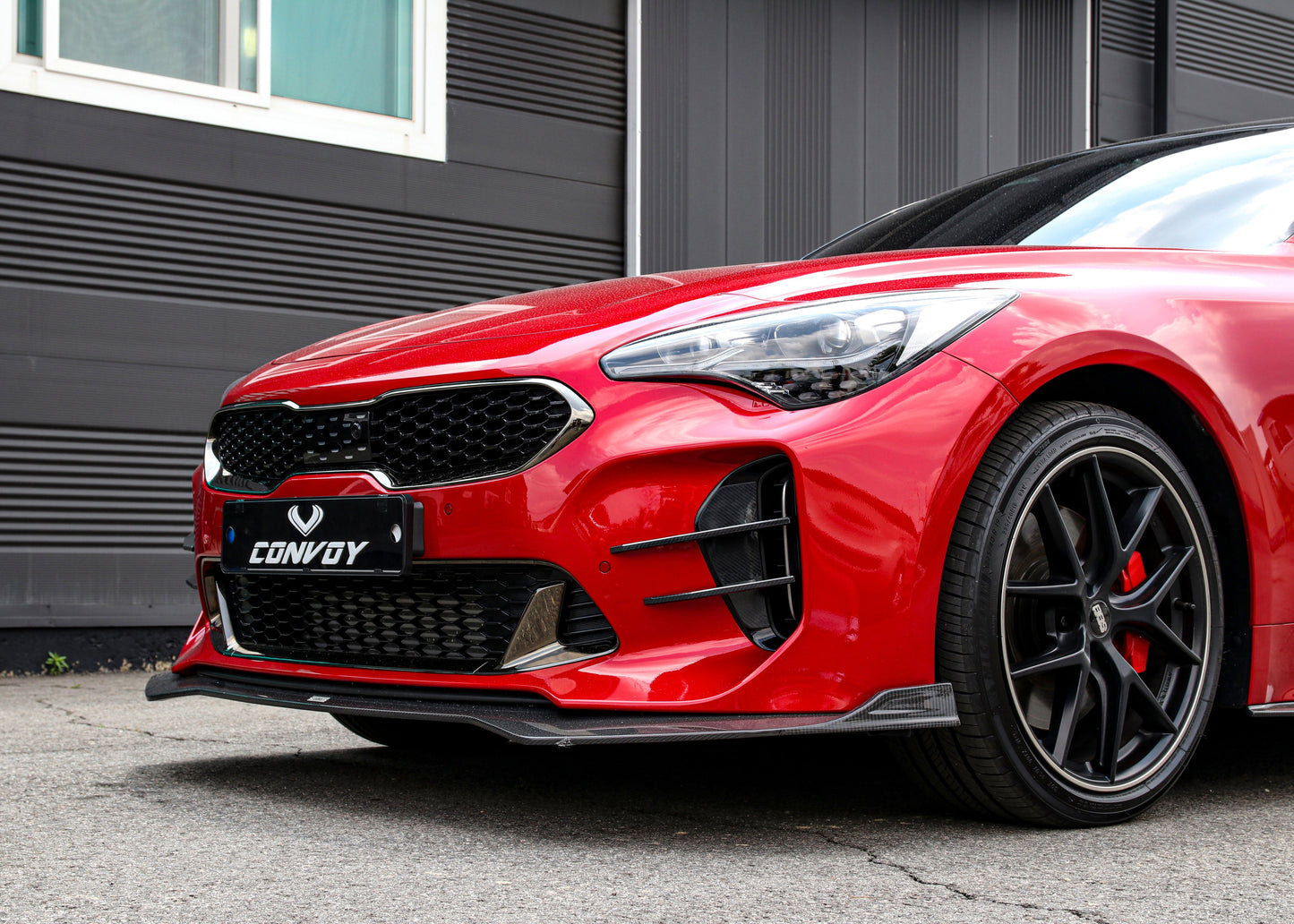 CONVOY Front Bumper Canards VER.1 for Kia Stinger [Partial + Edges CF Wrap]