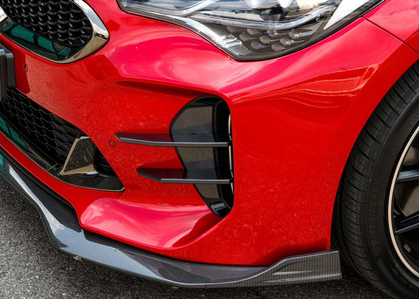 CONVOY Front Bumper Canards VER.1 for Kia Stinger [Partial + Edges CF Wrap]